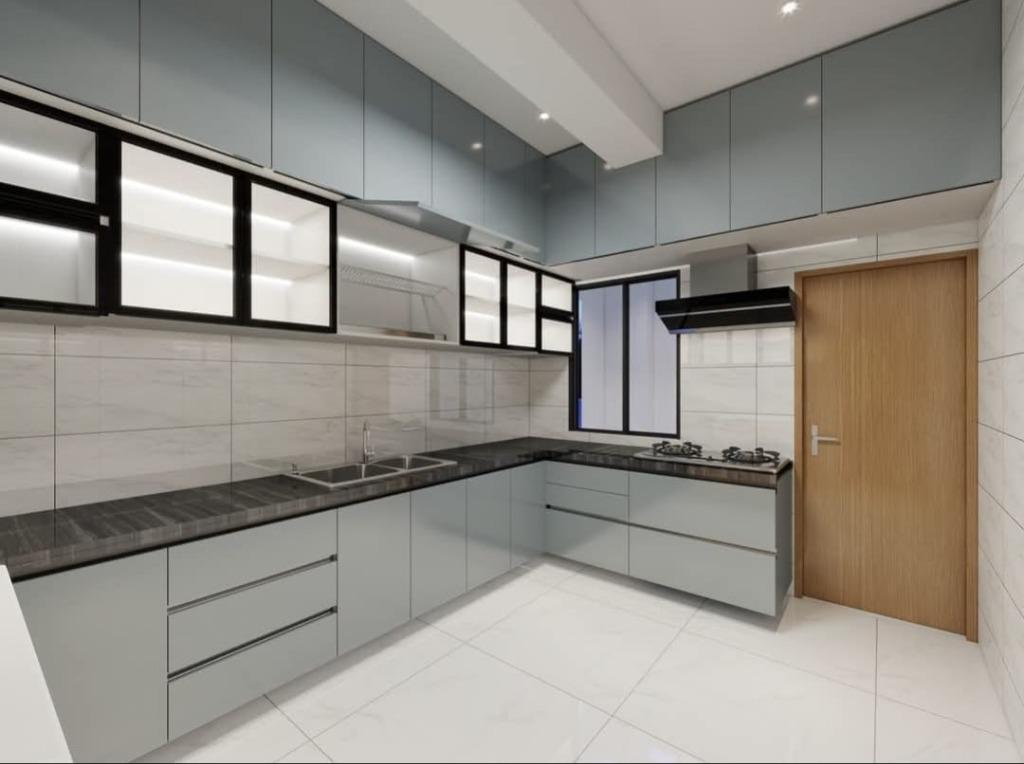 Modern L-Shaped Modular Kitchen Site Photo